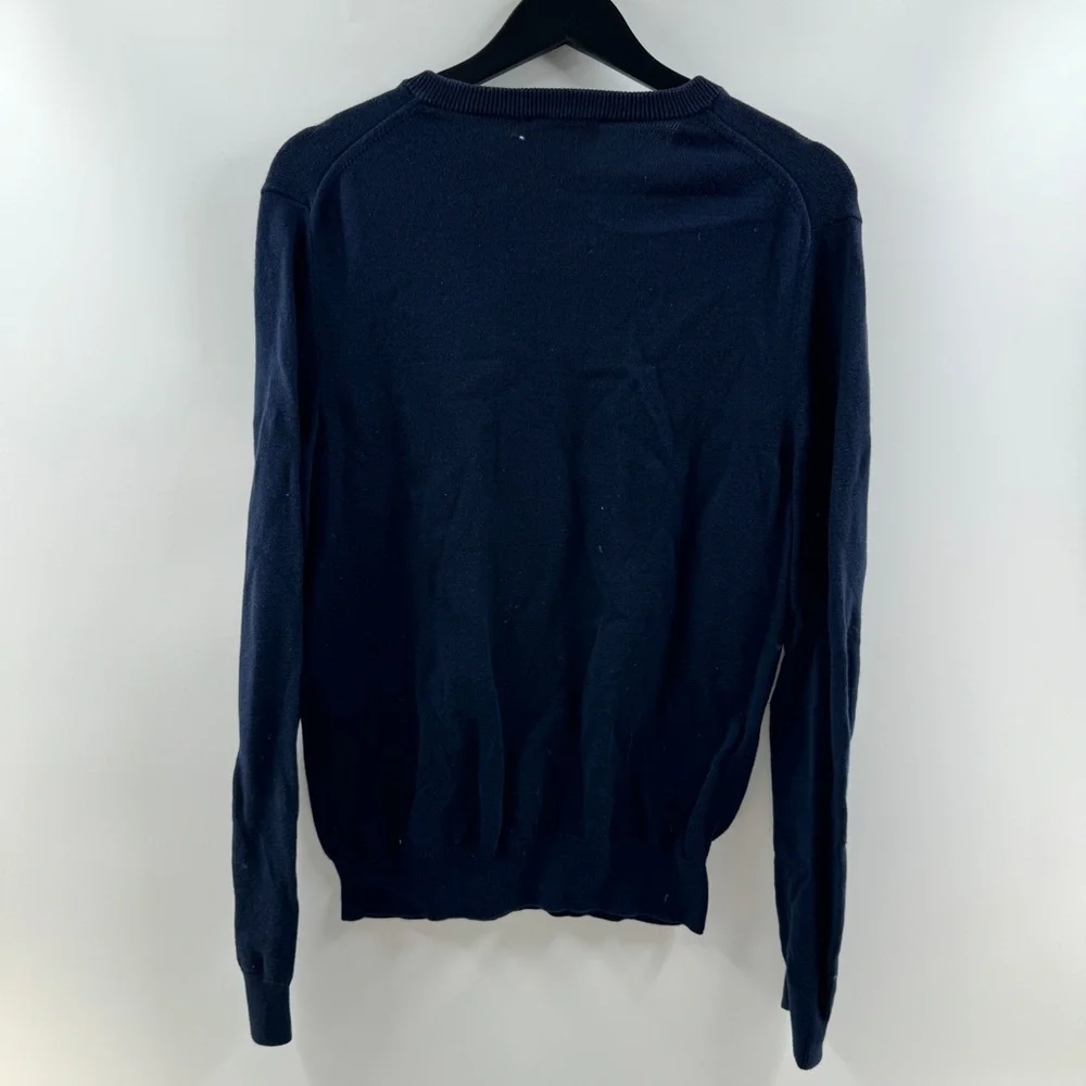 Express Men’s Navy Blue V-Neck Sweater Size Medium 100% Cotton - Picture 5 of 6